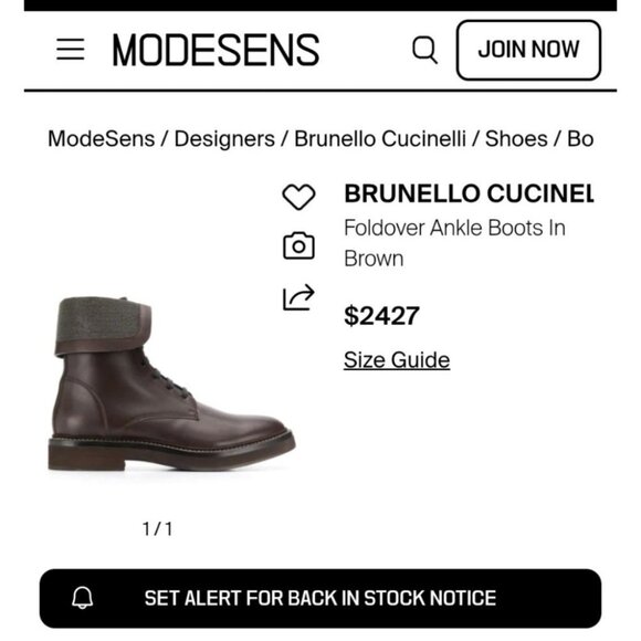 Brunello Cucinelli Foldover Monili Ankle Boots In Brown Size 38.5 - Picture 6 of 11